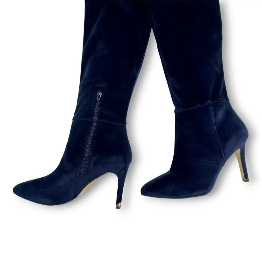 Call It Spring Rosenman Navy Blue Velvet Over The Knee Winter Boots US 10 EU 41